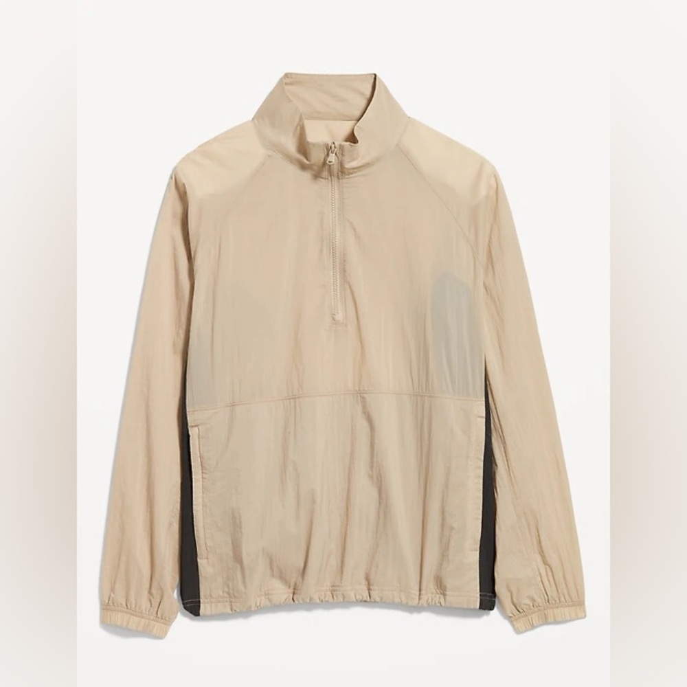 Men's Beige and Black windbreaker Jacket